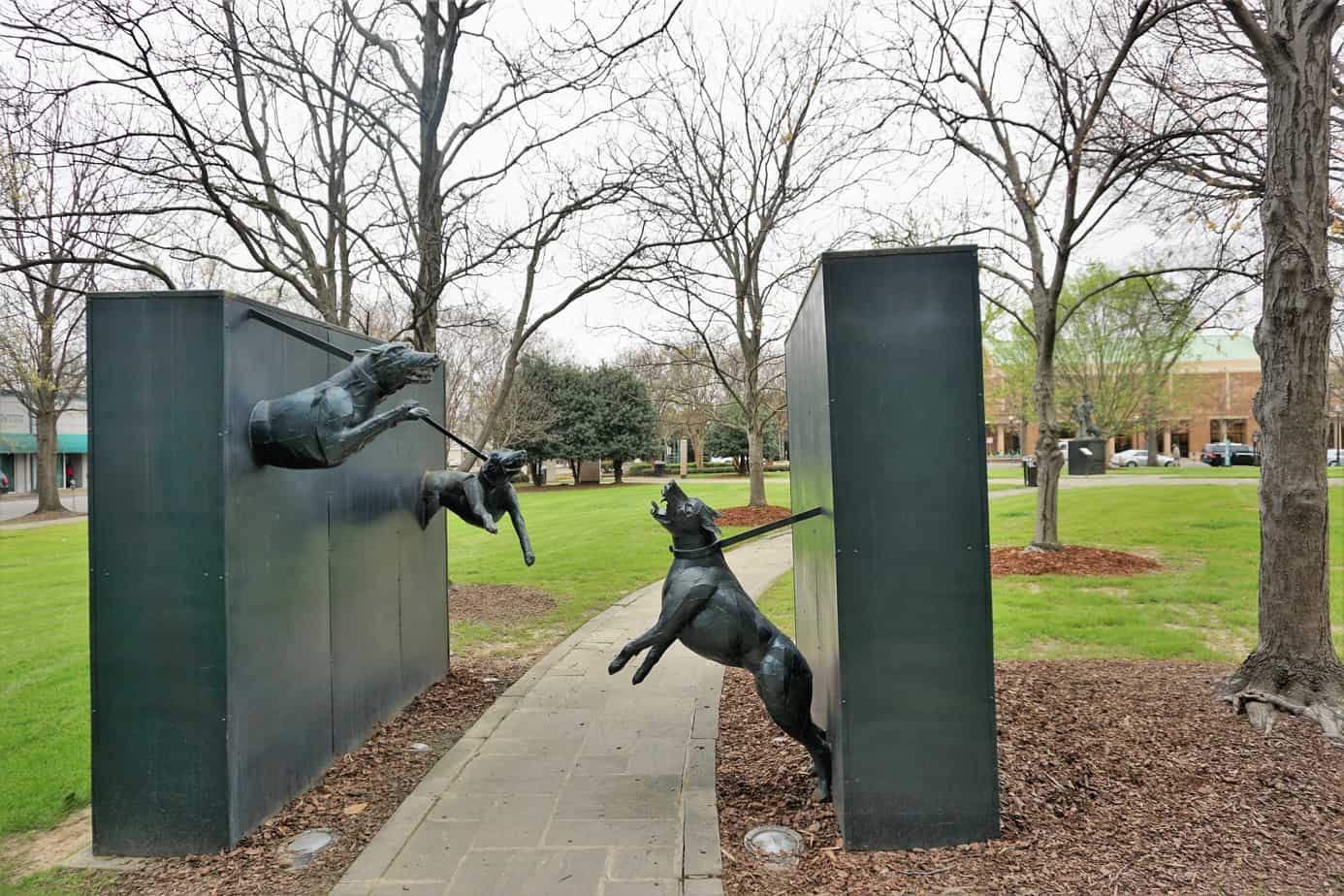 Graphic Statue in Kelly Ingram Park of Attack Dogs Used by Birmingham Police