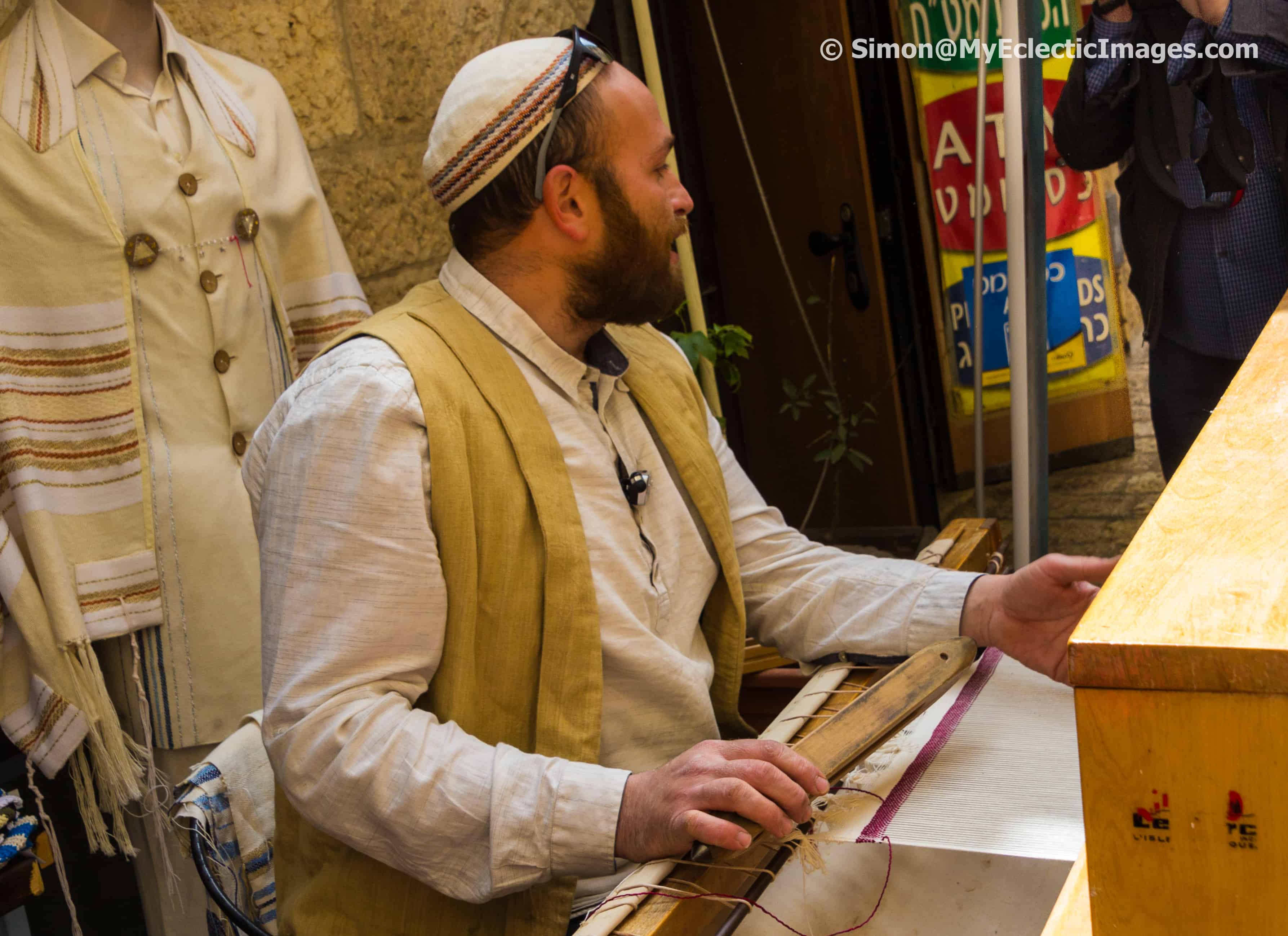Yousef Weaving a Tallis in Jerusaleum