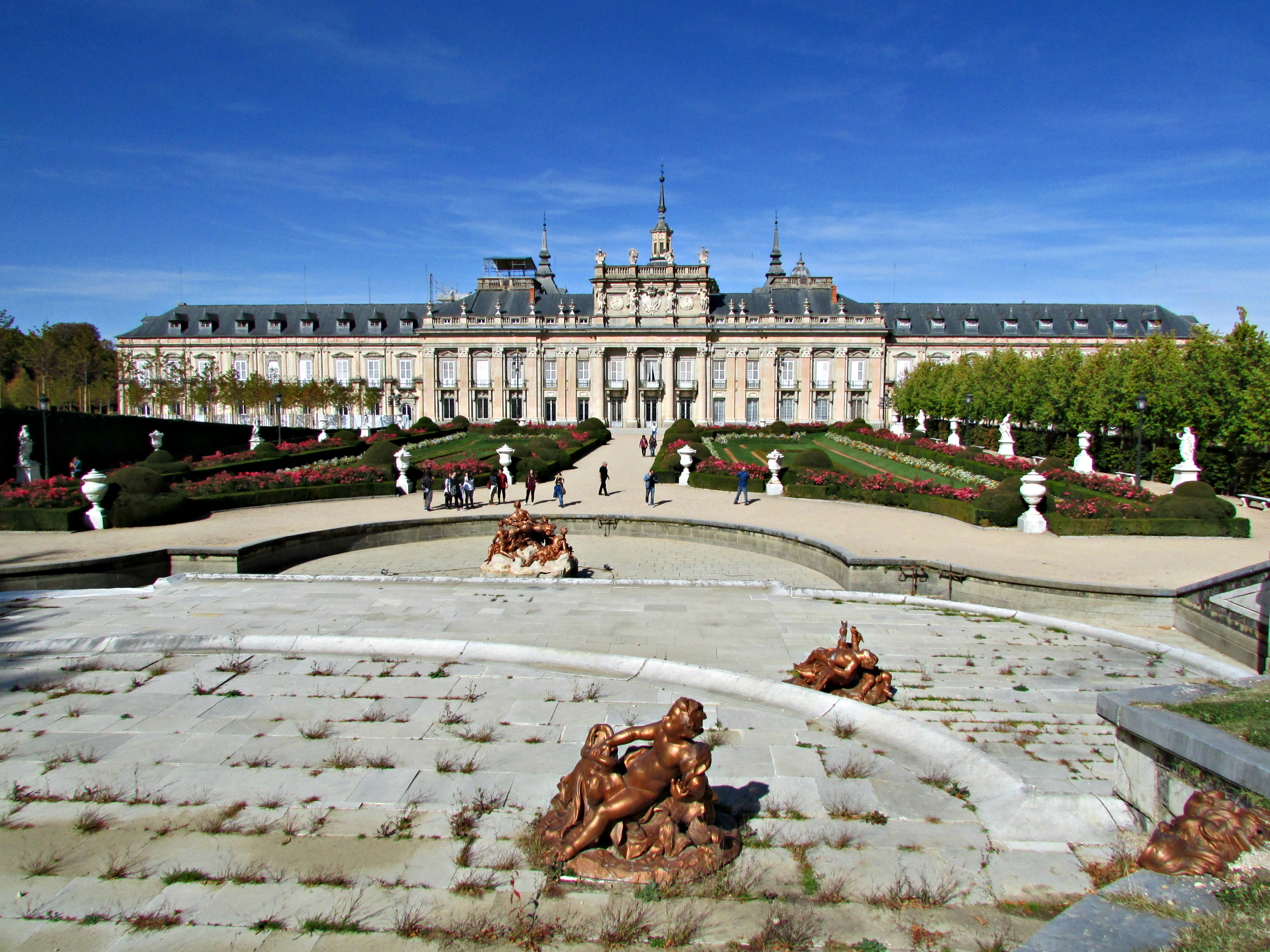 Palace of La Granja with cascading fountains