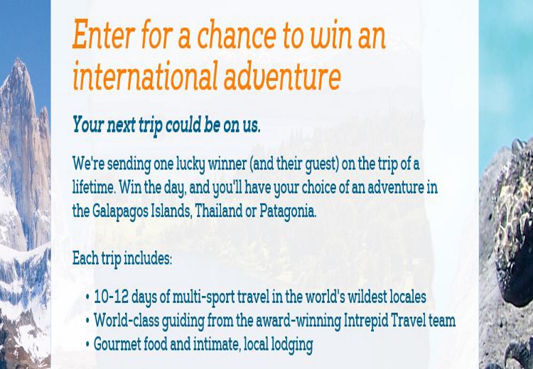 Intrepid Travel Tours Sweepstakes Feature
