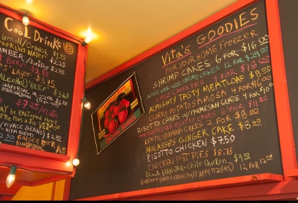 chalkboard menu Vita's Wildly Delicious Café Lopez Island