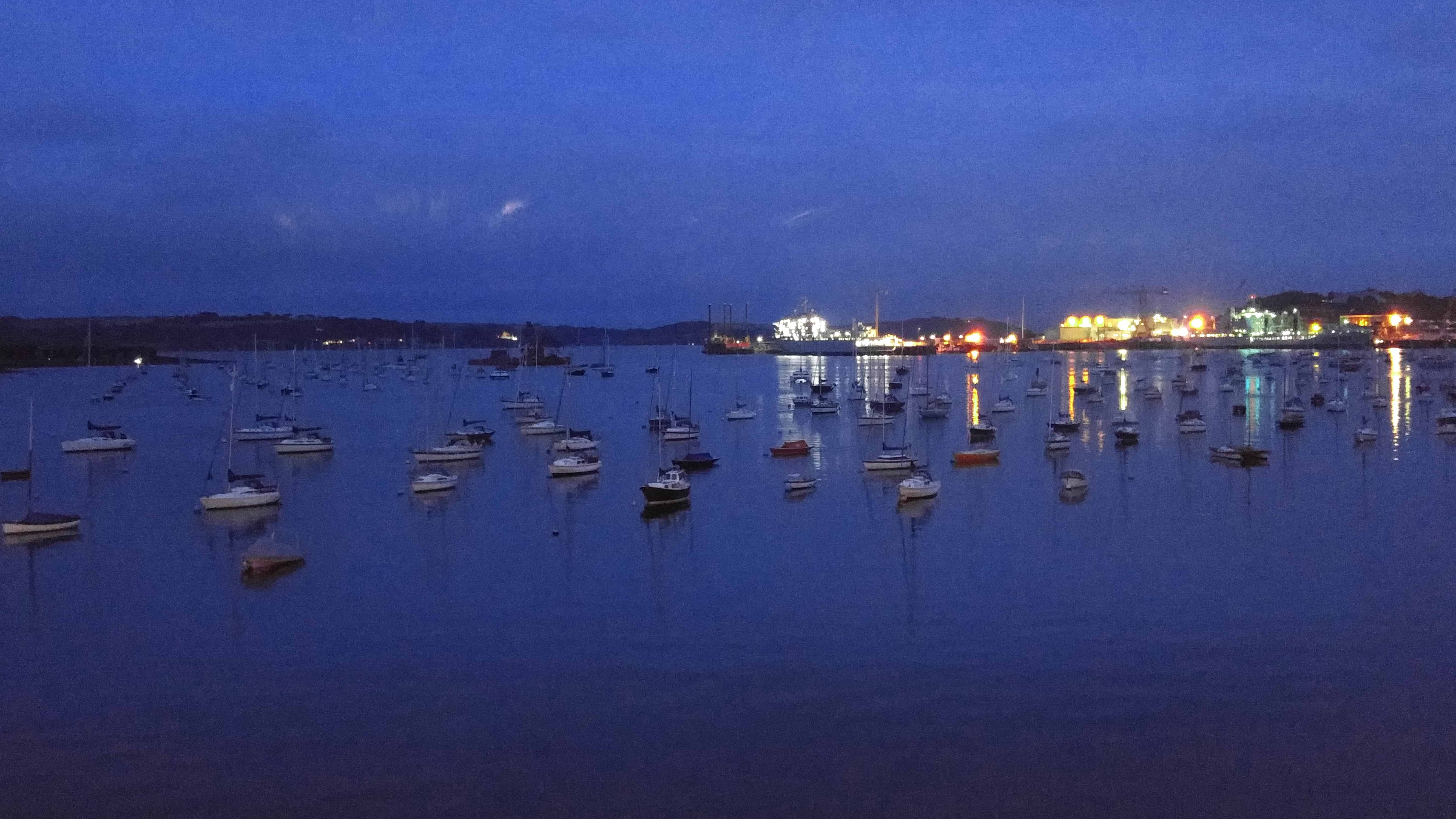 Harbor View at Night from The Greenbank in Falmouth