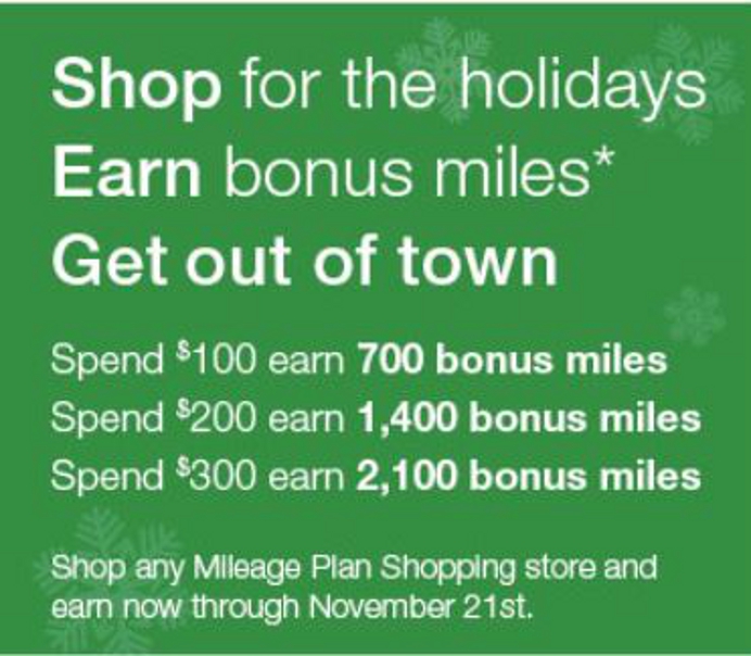 Alaska Airlines Holiday Shopping Miles Bonus