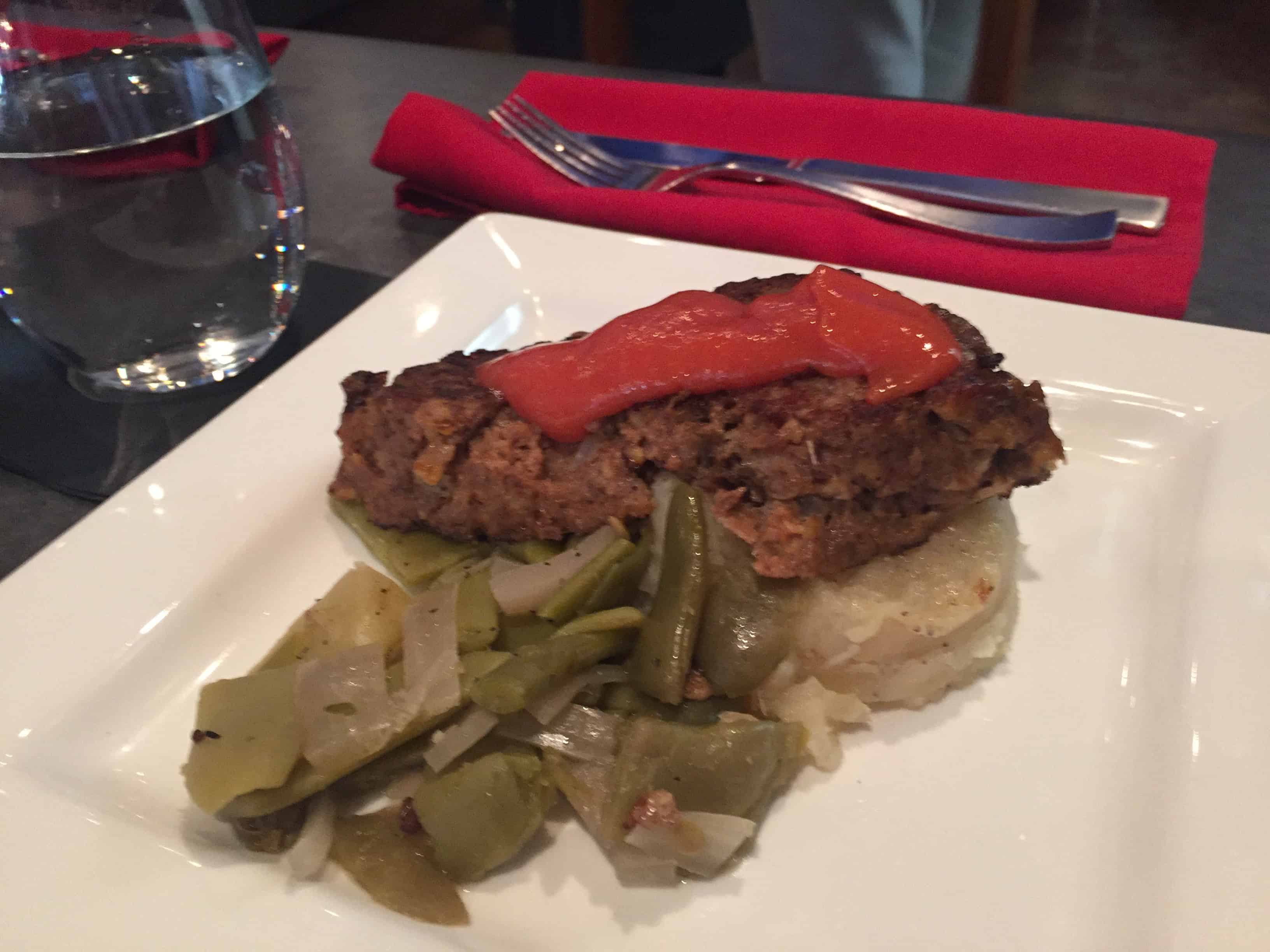 Albany Bistro Moms Meat Loaf with green beans and potatoes
