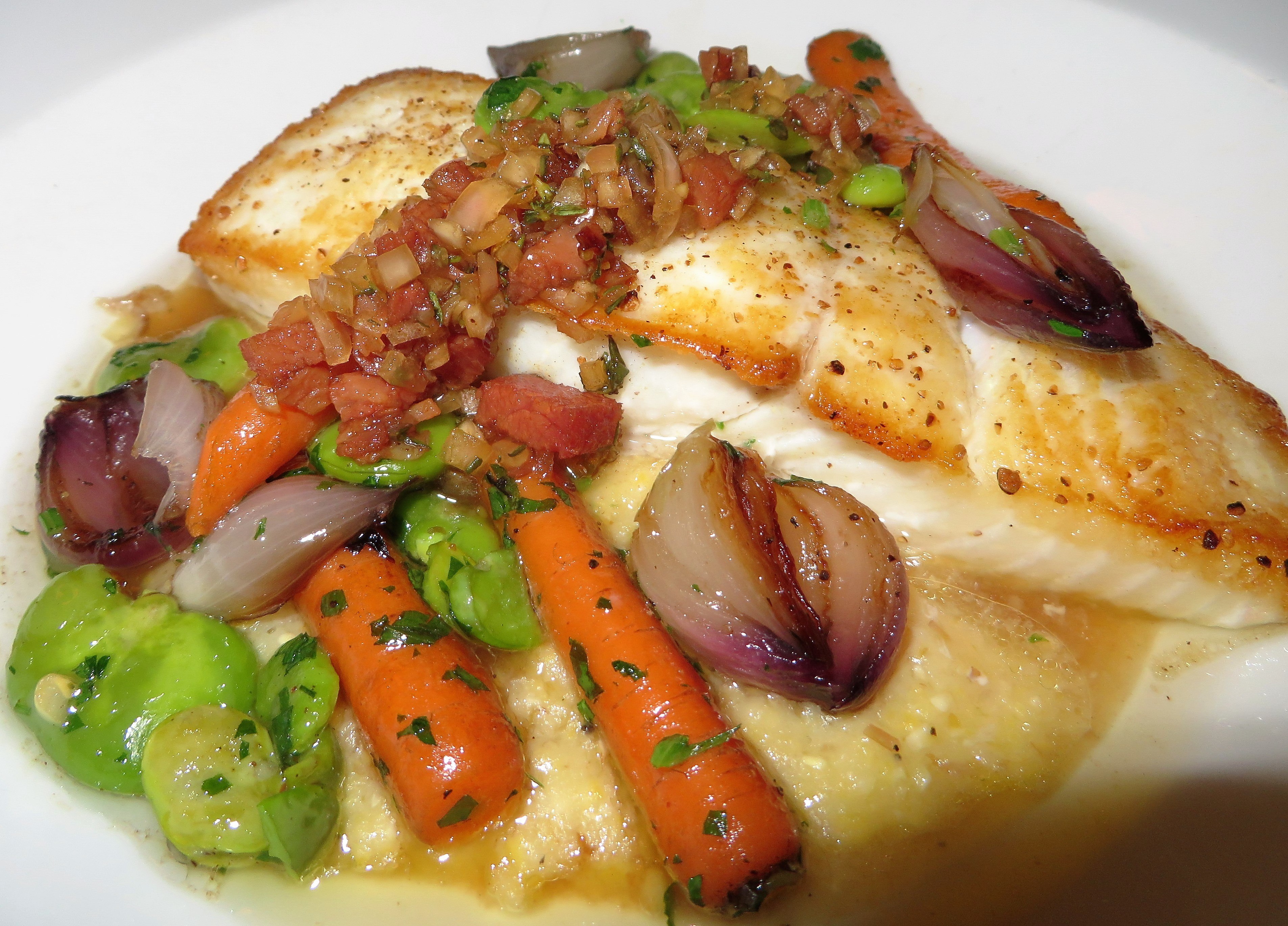 Alaskan Halibut with Grits Highlands Bar and Grill