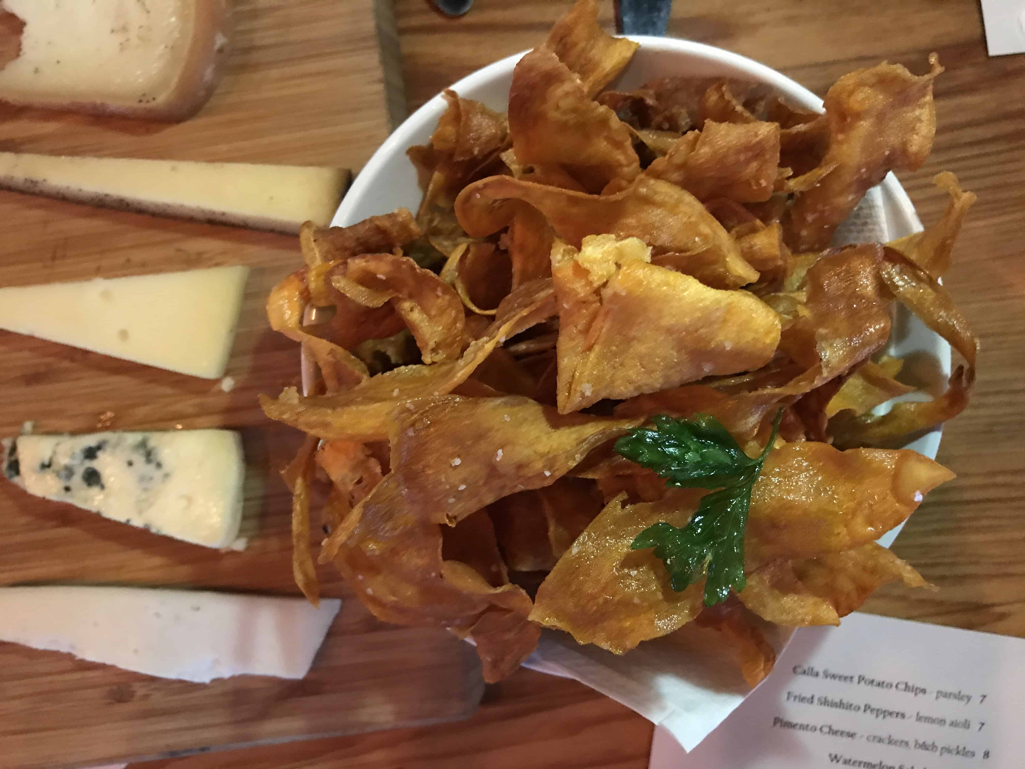 Sweet Potato Chips and Cheese Boards at Calla