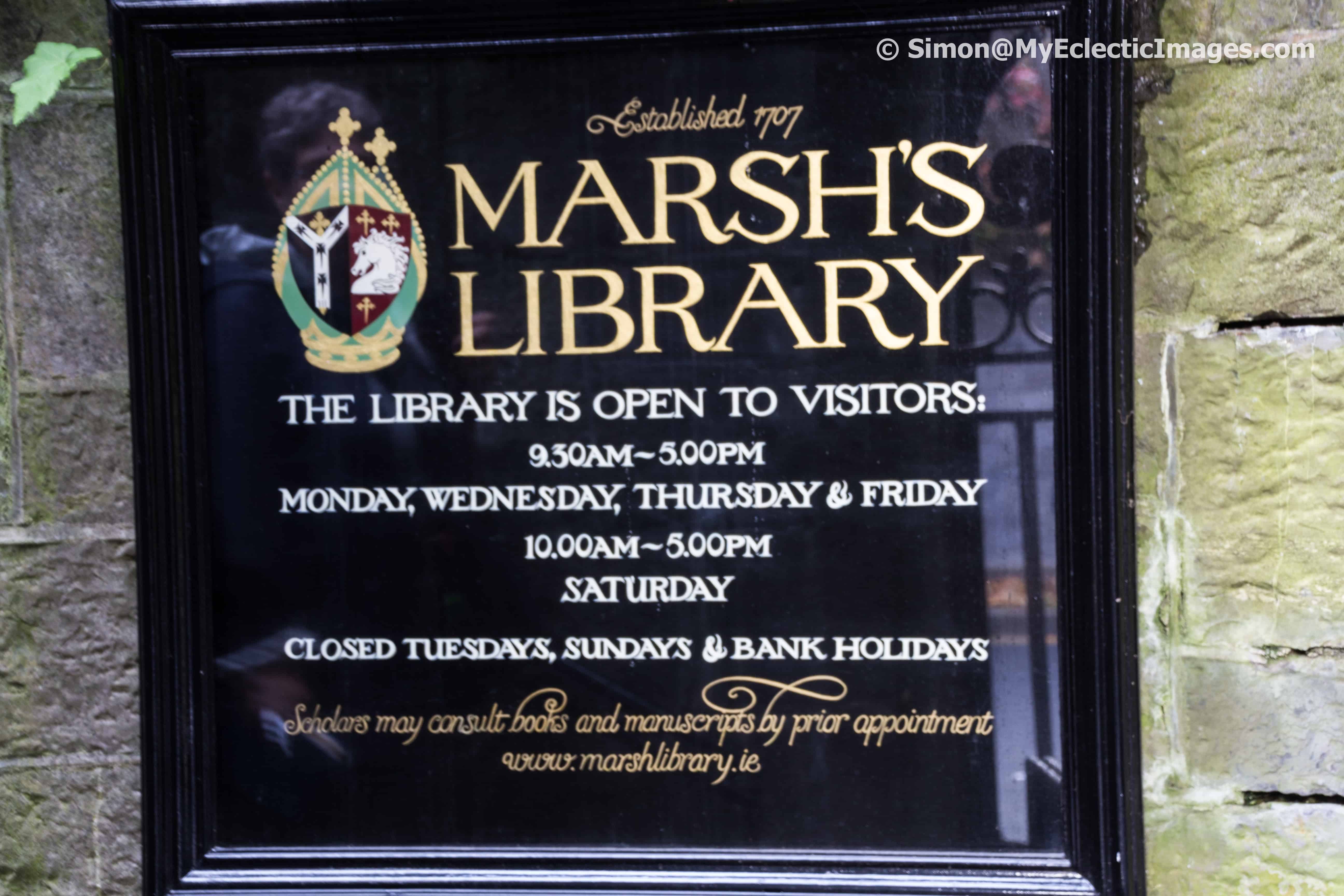 Entrance Sign for the Marsh Library in Dublin - Dublin Libraries