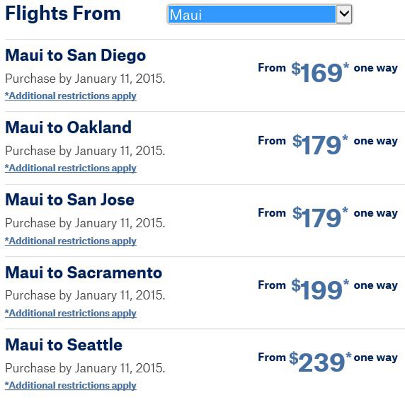Alaska Air Sale Maui Departures