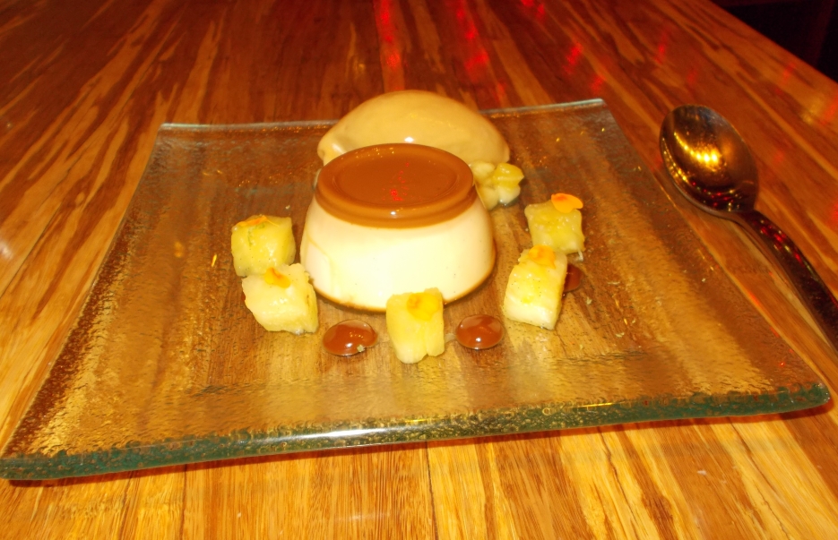 Flan with Pineapple and Salted Caramel Sorbet