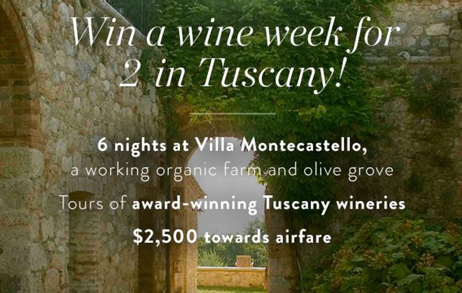 Tuscany Week for Two Travel Sweepstakes