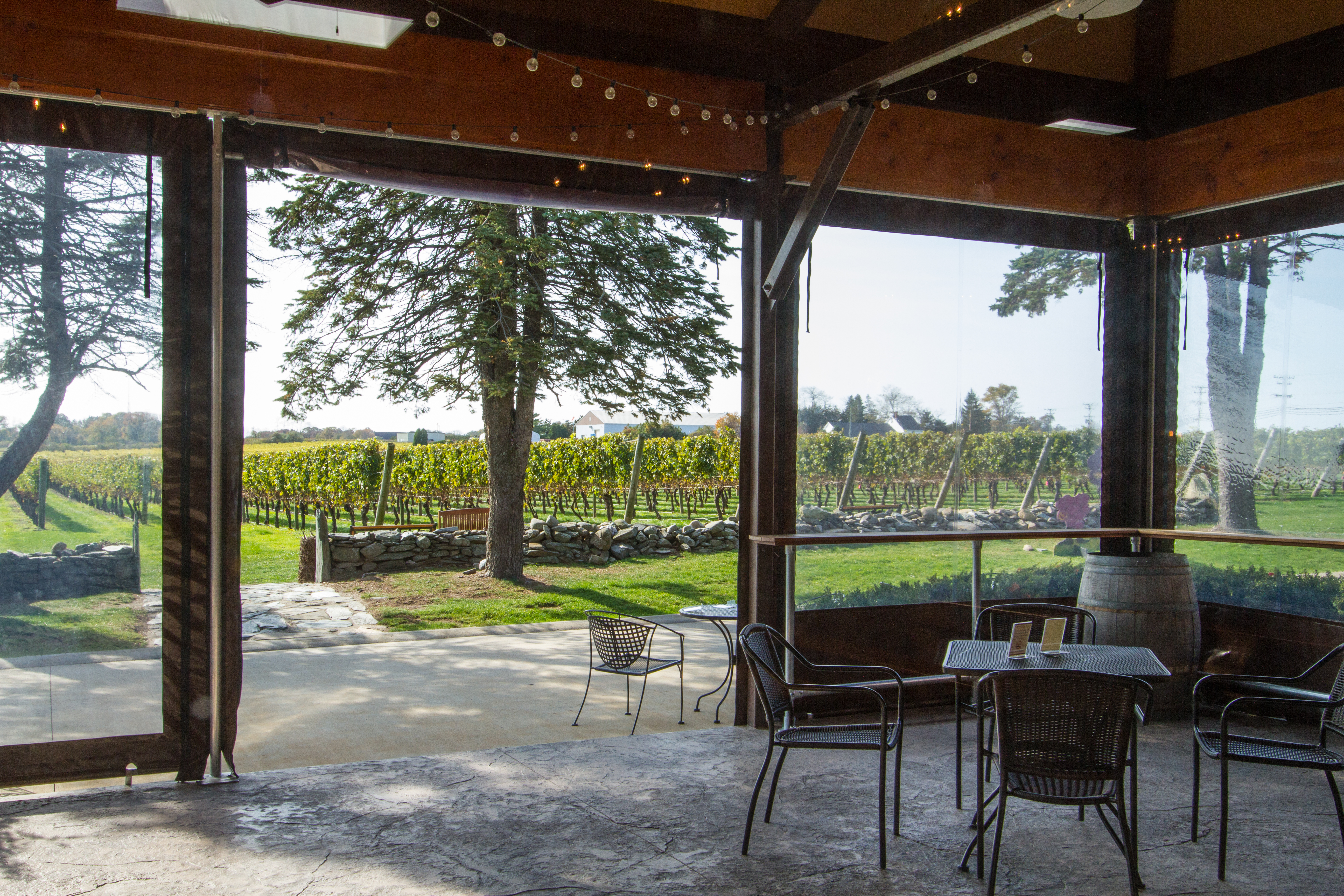 Covered patio at Newport Vineyards