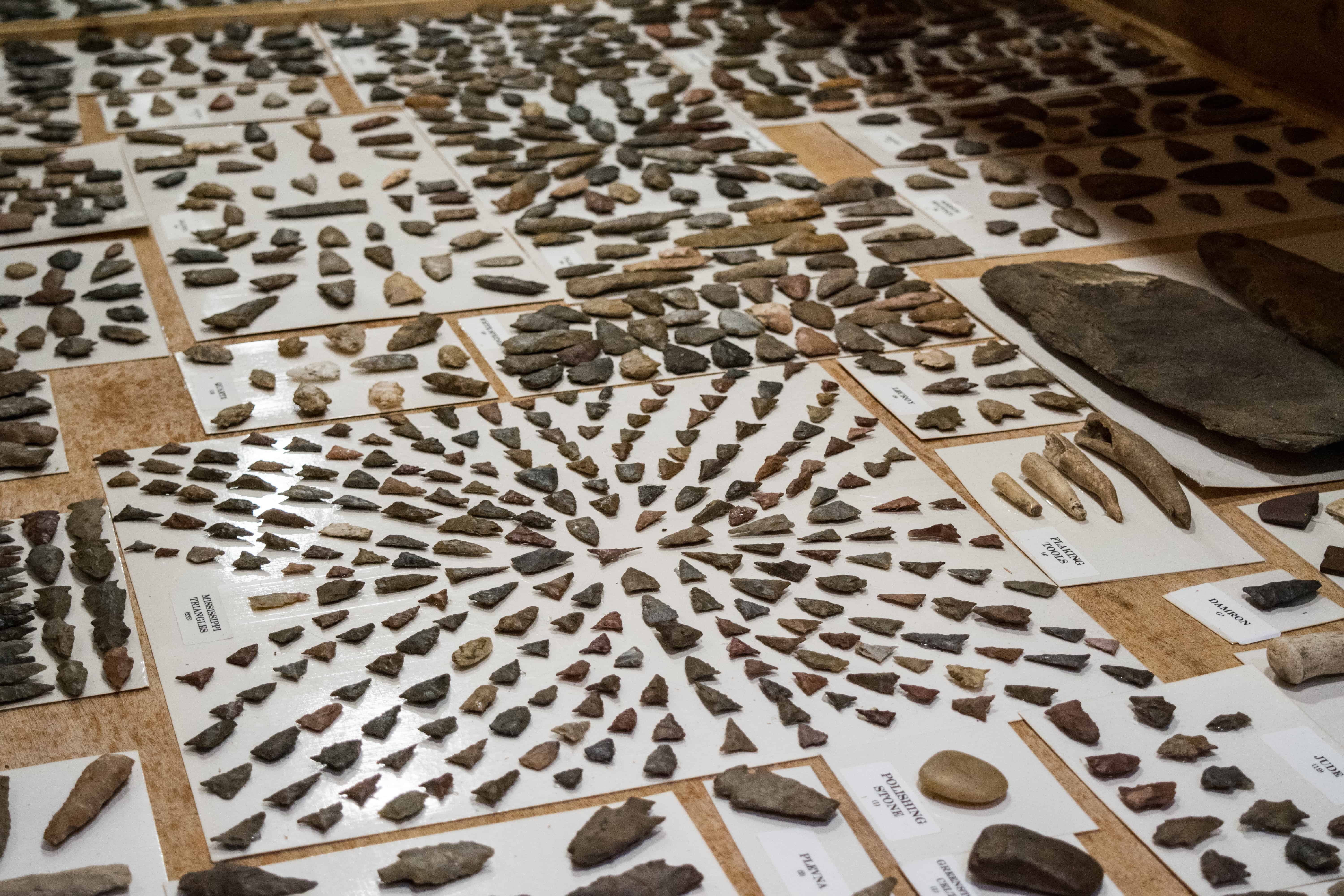 Oakville Indian Mounds Museum arrowhead collection