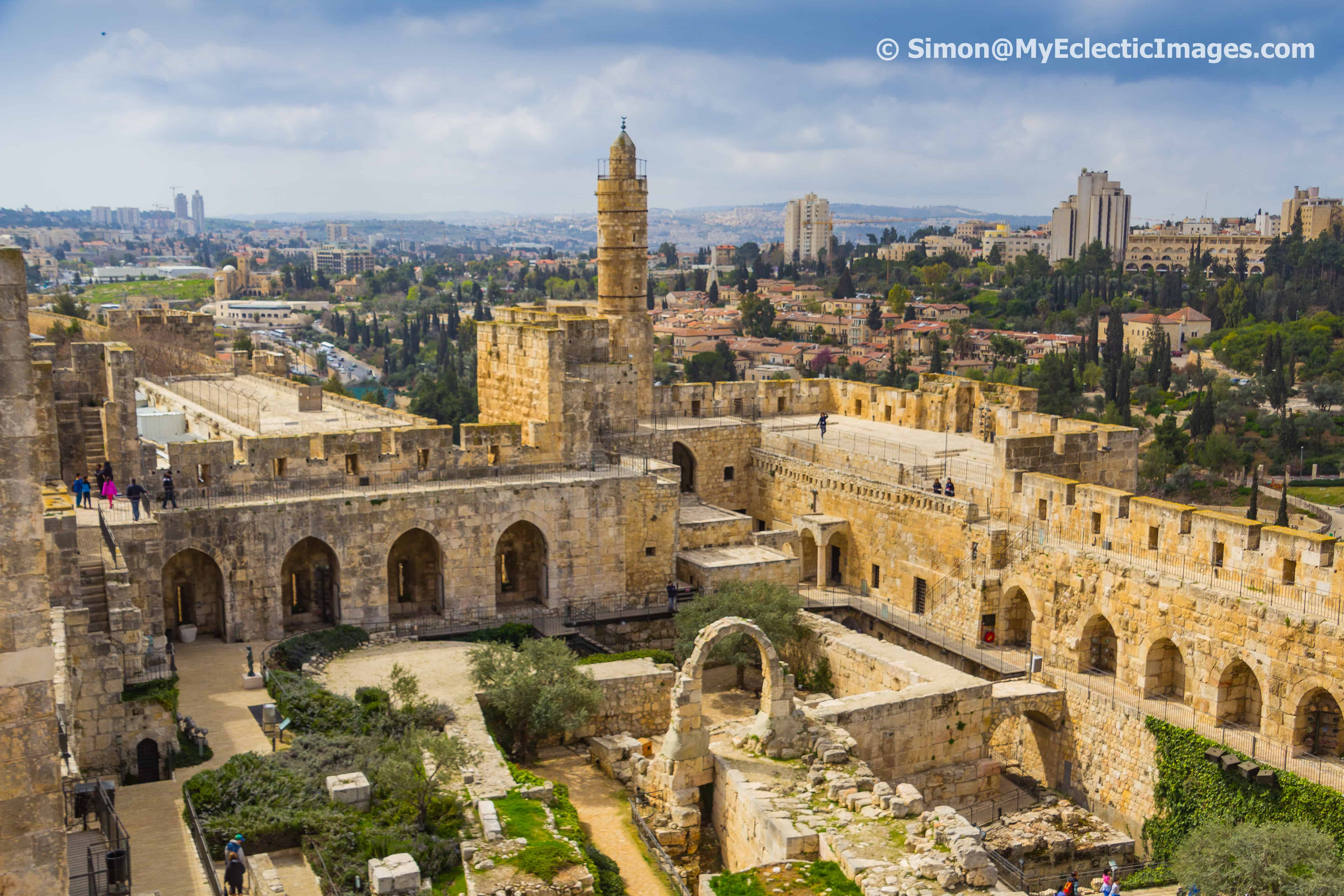 A view of the Citadel and the city beyond from the Tower of David Jerusalem