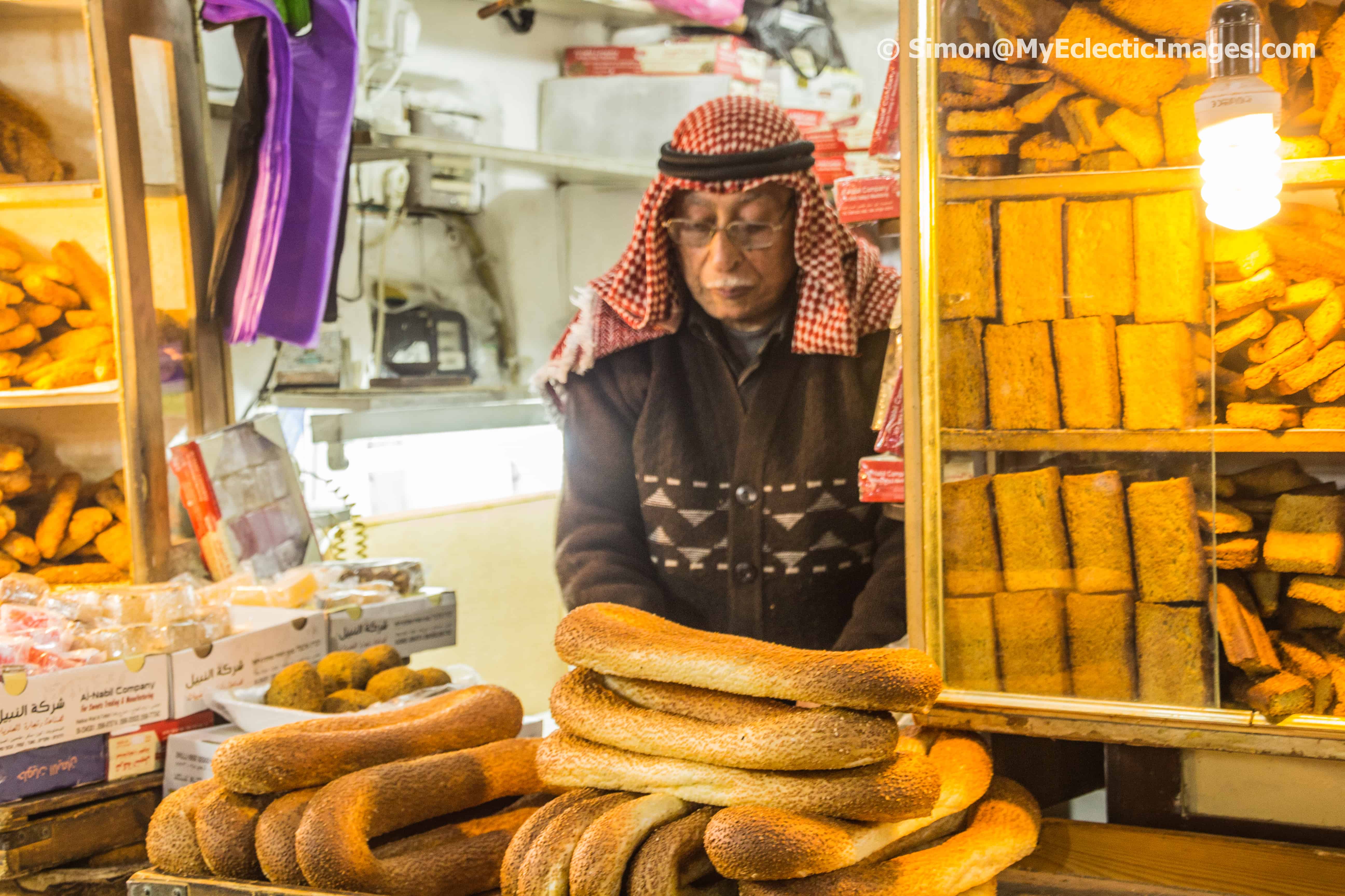 Arab Bread Merchant in the Shuk in Jerusalem
