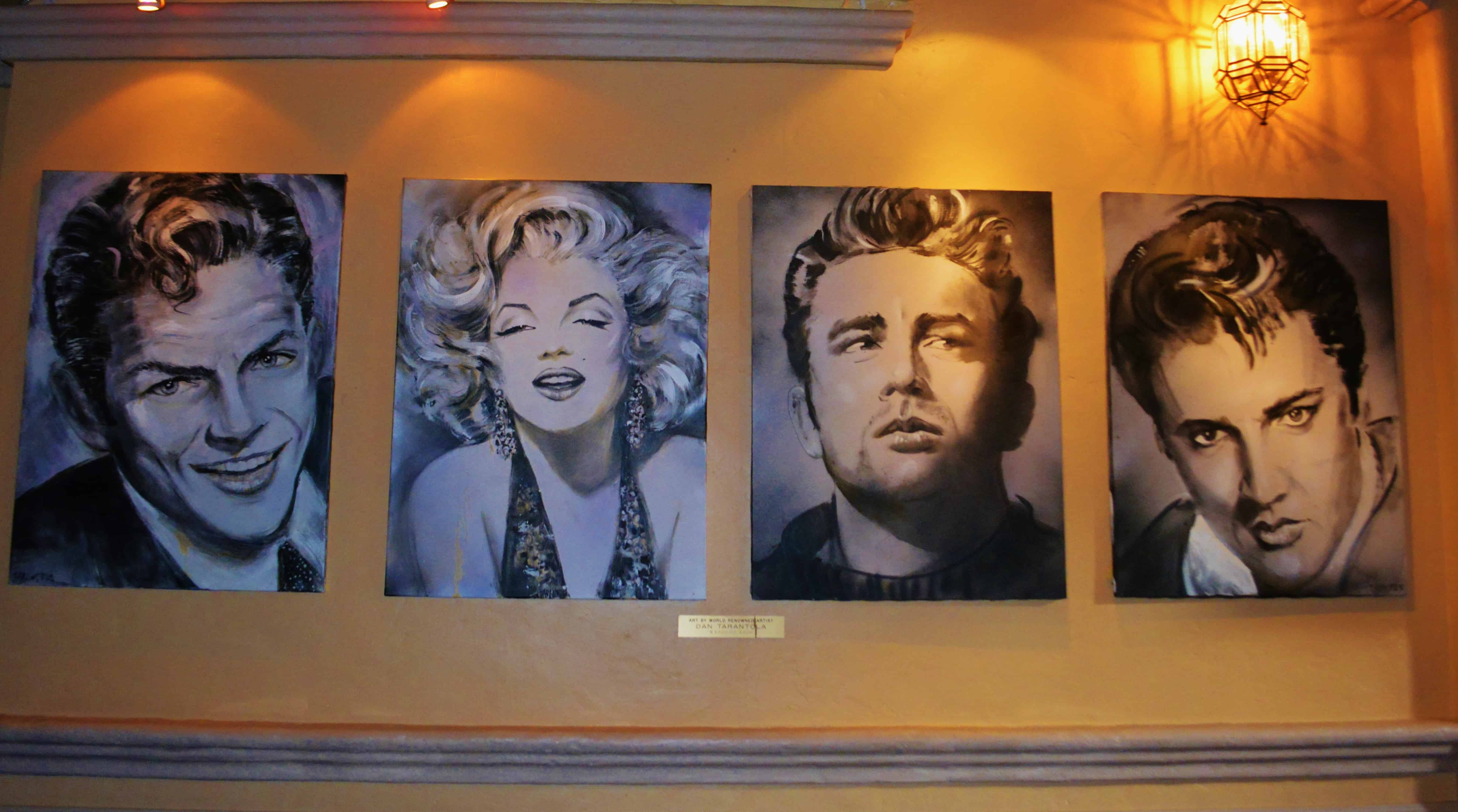 Famous stars looking over the lounge at Melvyn's Palm Springs