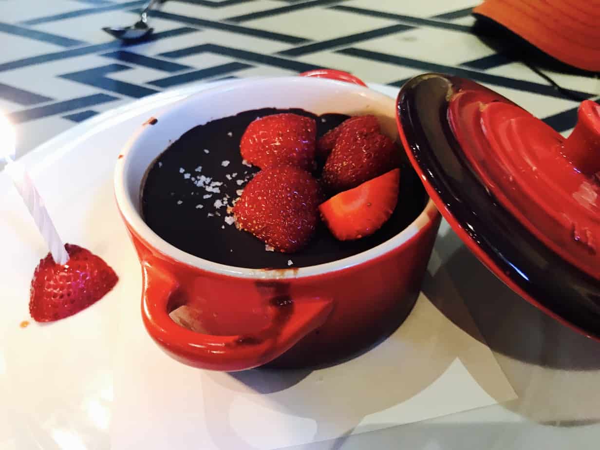 S.N.O.B. Chocolate Pots de Creme and Strawberries
